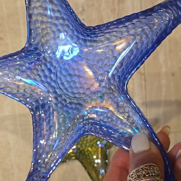 Set of Three Metallic Iridescent Glass Star Fish Accent Pieces - Picture 4 of 9